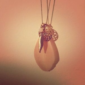 Fashion rose gold pink feather necklace